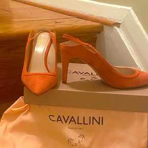 Cavallini open heels. Coral color.